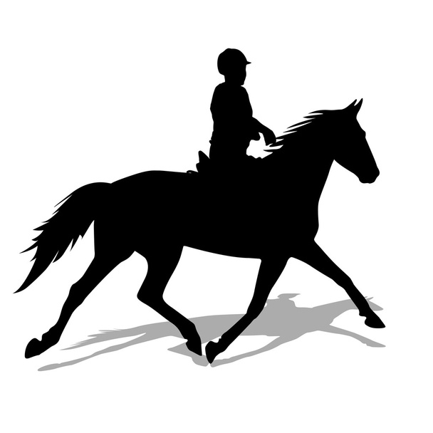 silhouette vectorielle de cheval et jockey - Vecteur, image