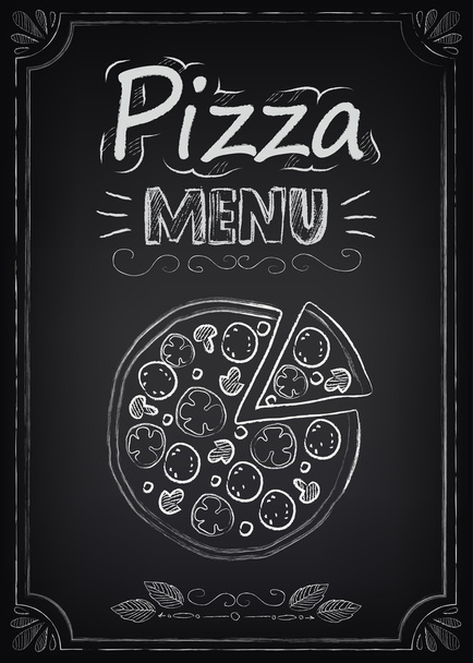 Pizza. Menu on the chalkboard - Vettoriali, immagini