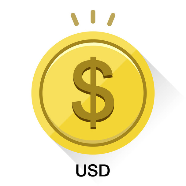 Dólar USA USD dinero. Moneda de oro Vector imagen de la ilustración
 - Vector, imagen