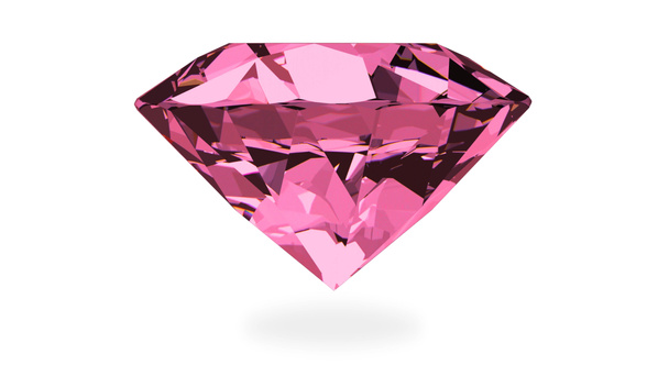 Réalisation 3d. Luxury Pink pourpre Diamond with clipping path isolated on white background. - Photo, image