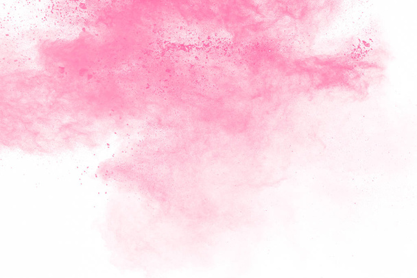 Explosion de poudre rose sur fond blanc. Éclaboussures de poussière rose
. - Photo, image
