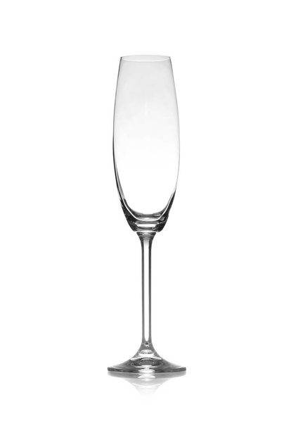 Empty clean champagne glass isolated on white - Фото, изображение