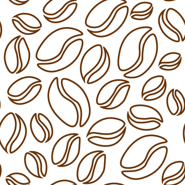 Naadloos patroon met omtrek koffiekorrels - Vector, afbeelding