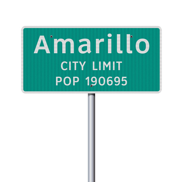 Wektor ilustracja Amarillo City Limit zielony znak drogowy - Wektor, obraz