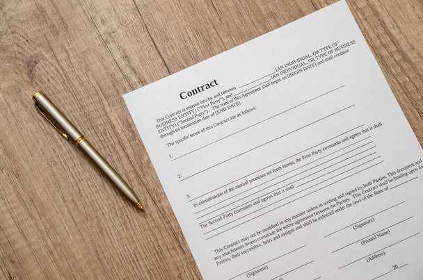 contract papers with pen on desk - Photo, Image