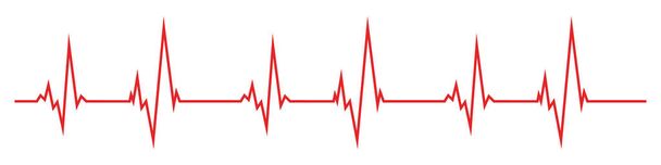 フラットなデザインに赤いハートビート アイコン。ベクトルの図。分離された心電図のサイン. - ベクター画像