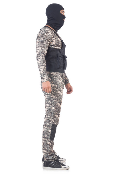 Soldier in camouflage isolated on white - Φωτογραφία, εικόνα