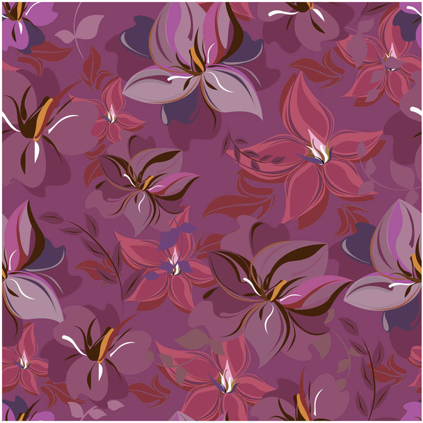 Vector abstract background flowers seamless pattern - Vector, Image