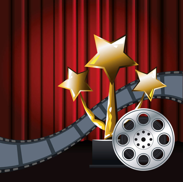 film bobine et étoiles d'or trophée, design coloré
 - Vecteur, image