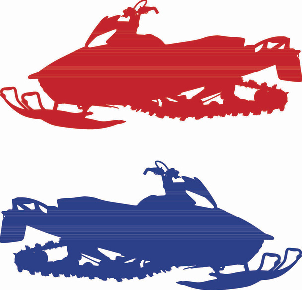 Silhouette snowmobile  on white background. Vector illustration. - Vector, Image