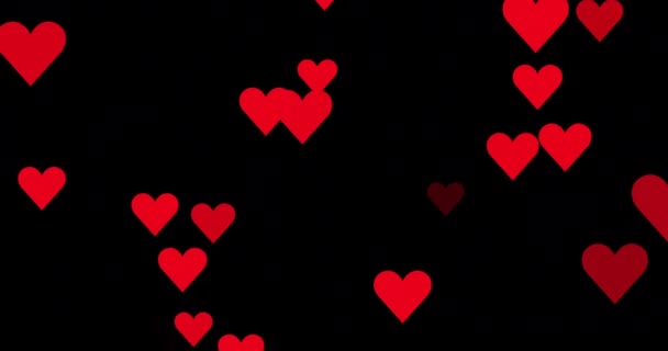 Flying hearts. Black background. - Footage, Video