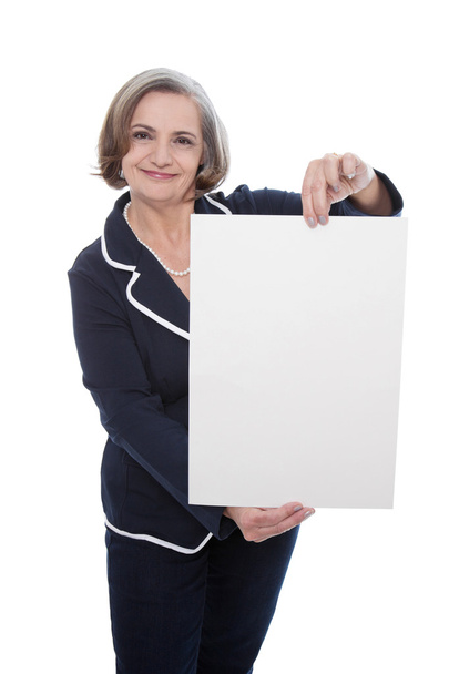 Senior lady with blank board - Фото, зображення