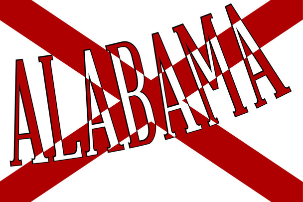 Alabama Satte Flagge mit Text - Vektor, Bild