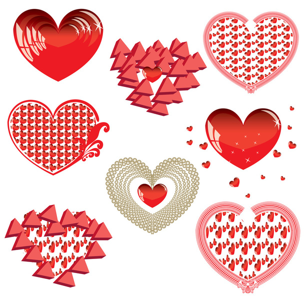 векторний набір червоних сердець
 - Вектор, зображення