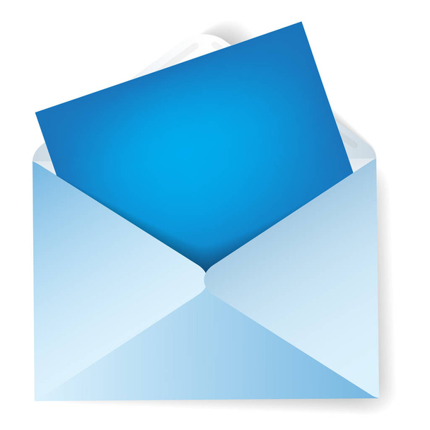 Illustration of an open envelope with a piece of a blue paper. Place for text. - Vektör, Görsel