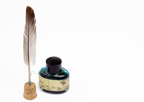 Inkwell and pen isolated - Photo, Image
