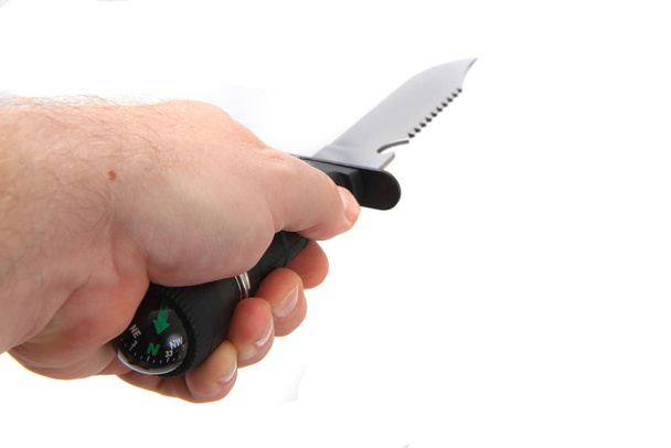 bojový nůž v ruce izolované - Fotografie, Obrázek