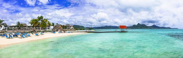 Vacaciones tropicales exóticas Isla Mauricio, Bahía Azul en el sur
. - Foto, imagen