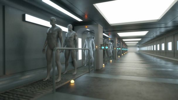 3d render. Klonlama insan fabrikası - Fotoğraf, Görsel