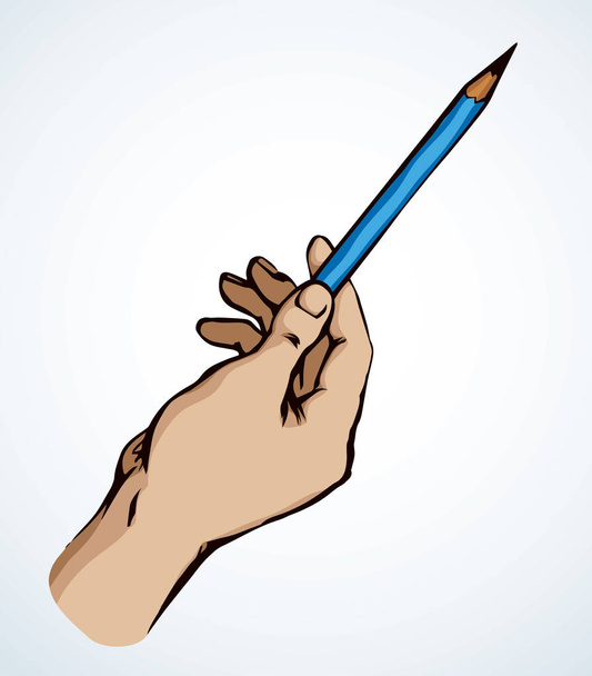 Kéz mutat egy ceruzával. Vektorrajz - Vektor, kép
