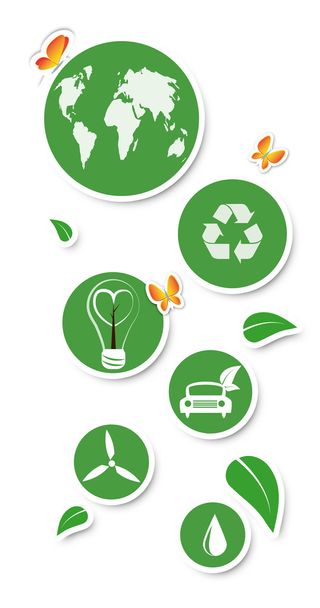 Round eco stickers, isolated on white - Photo, Image