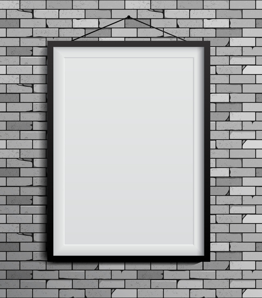 Black frames on a white brick wall. Vector Illustration - Vektor, Bild