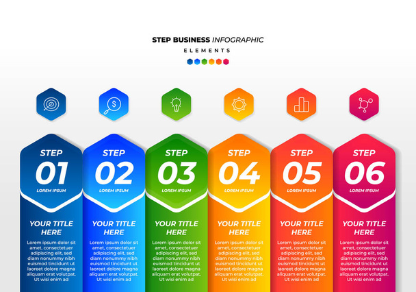 Business infographics voor een perfecte presentatie. 6 stappen infographics. Perfect voor bedrijven - Vector, afbeelding