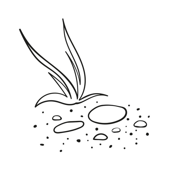 Куча травы на черепичной дорожке, нарисованной вручную в стиле Дудла. Векторное изображение на белом фоне
 - Вектор,изображение