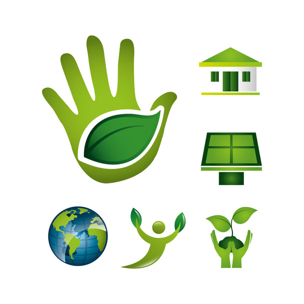 bundle of ecology set icons - Vector, Image