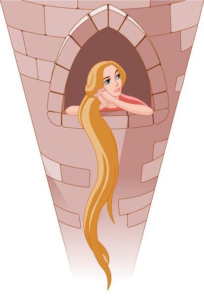 Princess Rapunzel in tower - Vector, imagen