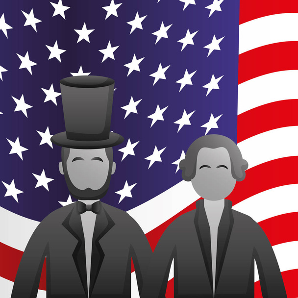 Prezidenti den oslavy plakát s Lincolnem a Washington - Vektor, obrázek