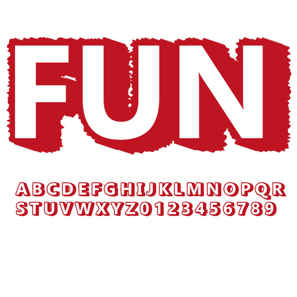 vector 3d red font alphabet and numbers, fun word on white - Vector, Image