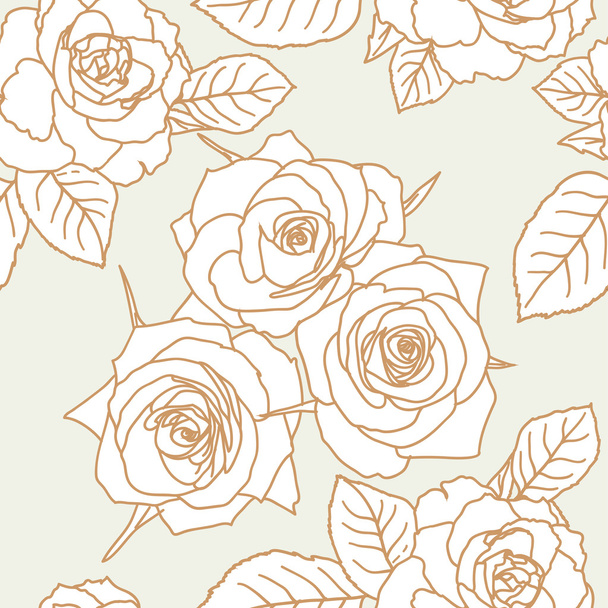 Seamless wallpaper with rose flowers - Vector, Image
