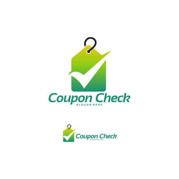 Coupon Check logo designs concept vector, Ticket Check logo template - Vettoriali, immagini