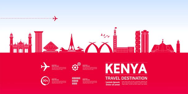 Kenia reis bestemming grand vector illustratie.  - Vector, afbeelding