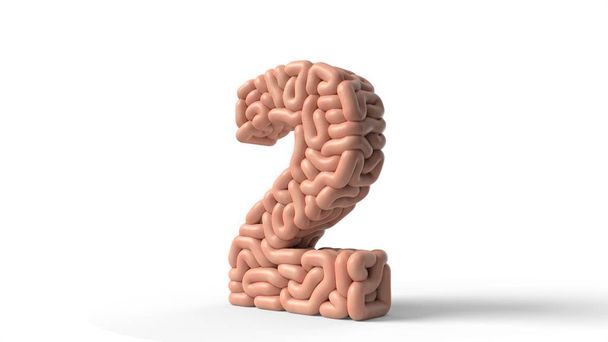 ανθρώπινος εγκέφαλος σε σχήμα νούμερο 2. 3D εικονογράφηση - Φωτογραφία, εικόνα