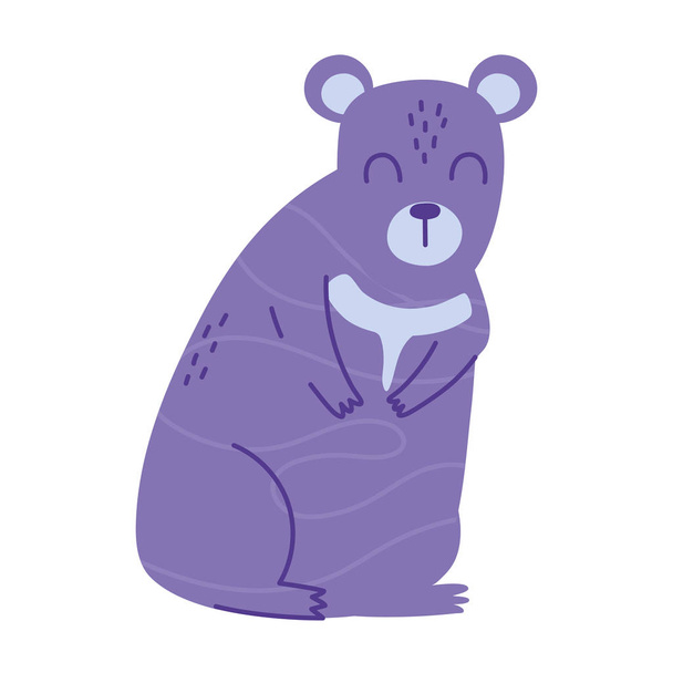 purple big bear animal cartoon doodle color - Vektor, obrázek