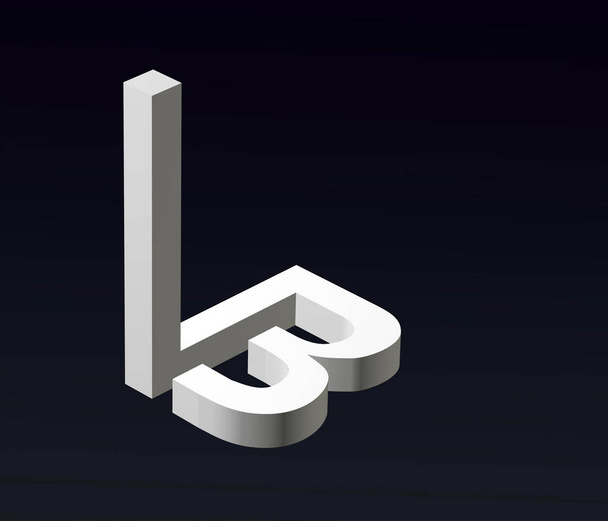 LとBの文字のフォントスタイル、ロゴのフォント構成。3Dレンダリング. - 写真・画像