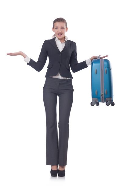 Businesswoman travelling isolated on white - Photo, Image