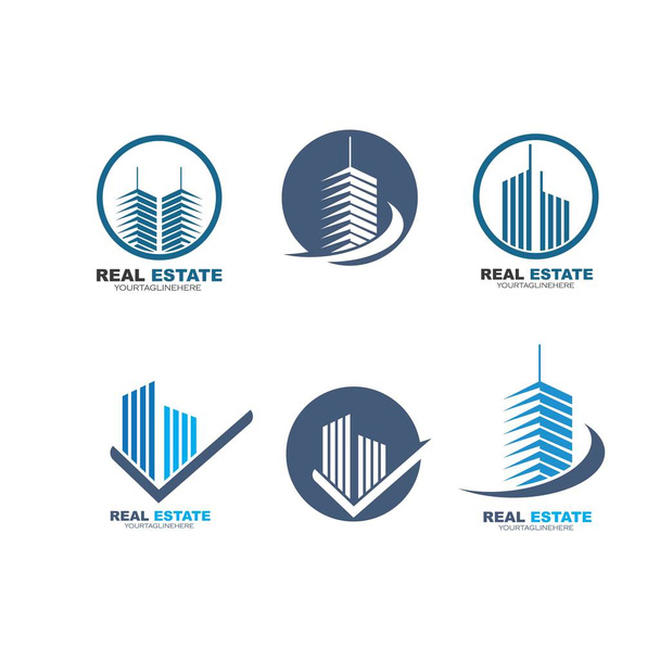 real estate modern city building vector template - Vector, Image