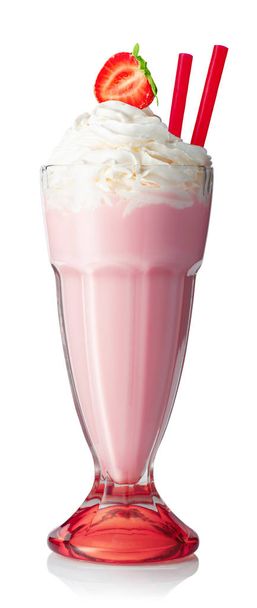 strawberry milkshake in glass - Photo, image