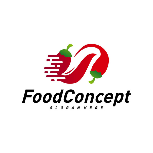 Fast Food Logo Concept Vector. Red Chili logo Design Template Vector. Hot Chili Icon Symbol - Διάνυσμα, εικόνα