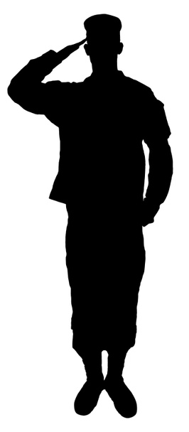 Saluto la silhouette del soldato dell'esercito isolato su bianco
 - Foto, immagini