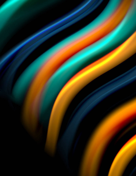 Μεταξένιες απαλές γραμμές σε μαύρα, υγρά κύματα χρώματος. Εικονογράφηση διανύσματος - Διάνυσμα, εικόνα
