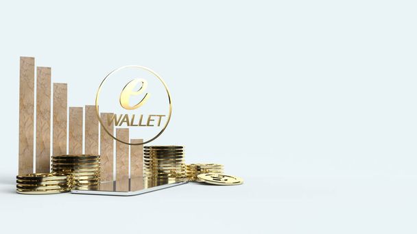 A pénztárca és az arany érmék 3d renderelés e bu - Fotó, kép