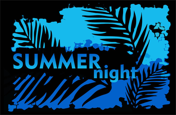 summer night text on black and blue background - Photo, Image