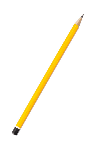 Użyj starego żółty ołówek, na białym tle - Zdjęcie, obraz
