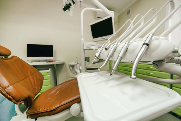 a place for the patient in the dentist's office in the foreground boron machine - Photo, Image