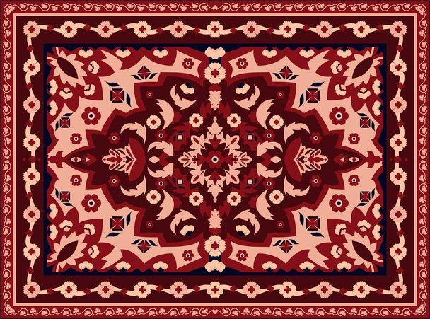 Persian carpet. Indian rug and arabesque abstract border texture, vintage eastern geometric pattern for interior floor fabric. Vector luxury geometric texture - Vector, Image