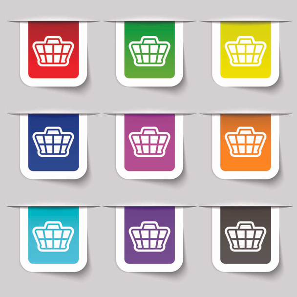 Shopping Cart icon sign. Set of multicolored modern labels for your design. Vector illustration - Vecteur, image